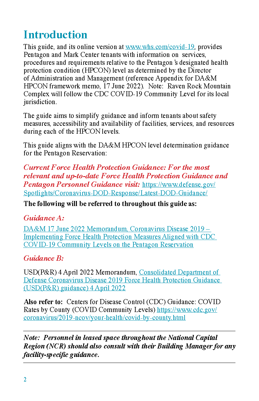 Page 2 - Health Protection Condition Reference Guide for DoD Personnel in the National Capital Region during the COVID-19 Pandemic